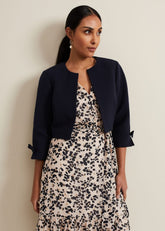 Petite Zoelle Bow Jacket - Navy