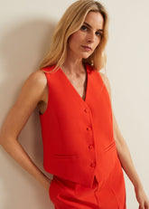 Aubrina Red Waistcoat - Red