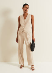 Addison Linen Waistcoat - Stone
