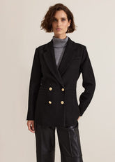 Kiana Boucle Longline Blazer - Black