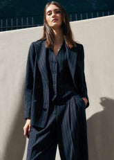 Pia Pinstripe Blazer - Navy