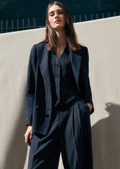 Pia Pinstripe Blazer - Navy
