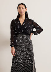 Annette Sequin Embellished Cover Up - Black