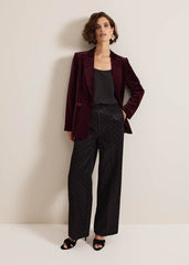 Bridie Wine Velvet Blazer - Burgundy