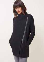 Byanca Zip Knit Coat - Black