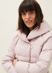 Kyra Short Wrap Puffer Coat - Pale Pink