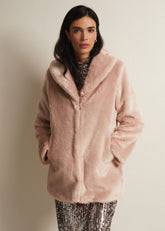 Meg Faux Fur Coat - Luxe Pink