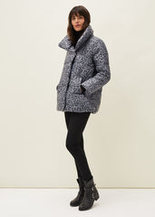 Anny Animal Print Puffer Coat - Grey Multi