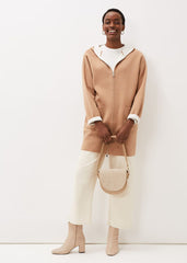Jane Double Face Knit Coat - Camel/Ivory