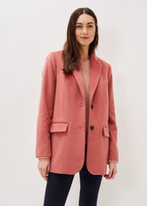 Amara Wool Coat - Dark Coral