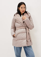 Brae Belted Puffer Knit Coat - Mink