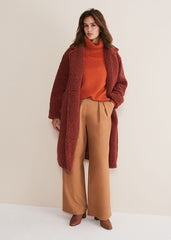 Libbie Longline Teddy Coat - Rust