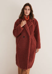 Libbie Longline Teddy Coat - Rust