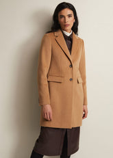Lydia Blue Wool Smart Coat - Camel