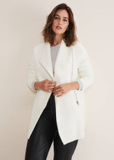 Fia Fluffy Zip Knit Coat - Winter White