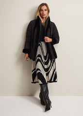 Nelle Black Faux Fur Short Puffer Coat - Black