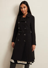 Petite Layana Black Smart Trench Coat - Black