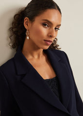 Petite Juliette Crepe Coat - Navy
