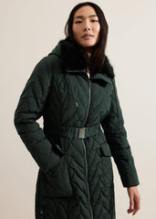 Hollie Midi Quilted Puffer - Dark Green