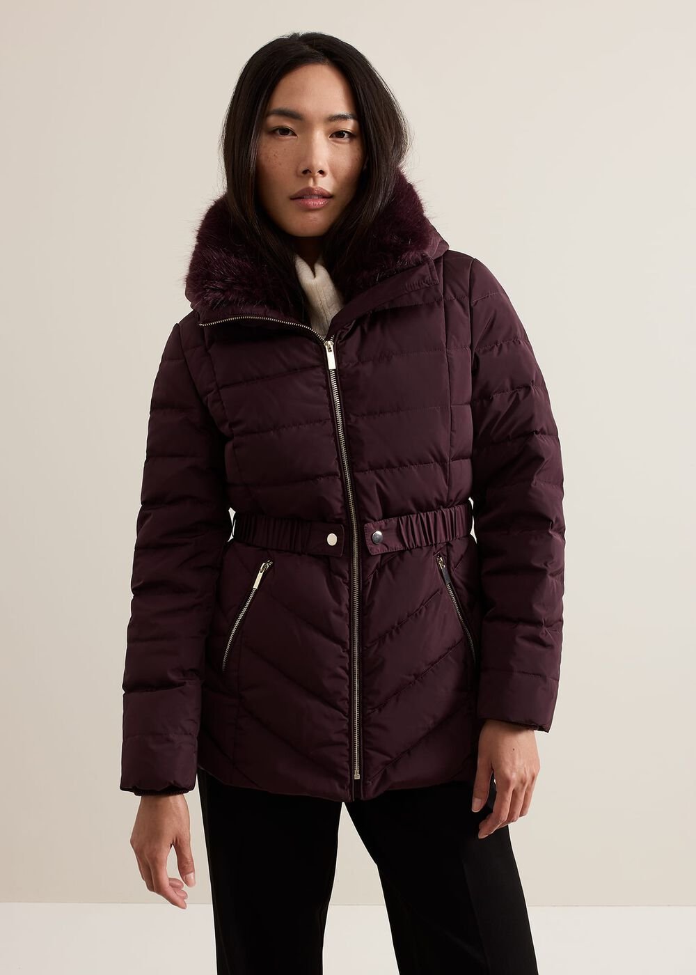 Bobbie Puffer Short Coat - Dark Red