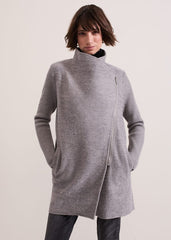 Byanca Zip Knit Coat - Grey Marl