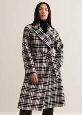Cassie Check Wool Coat - Black/Ivory