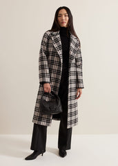 Cassie Check Wool Coat - Black/Ivory