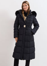 Dixie Long Fur Hood Puffer - Black
