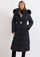 Dixie Long Fur Hood Puffer - Black