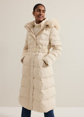 Dixie Long Fur Hood Puffer - Ivory