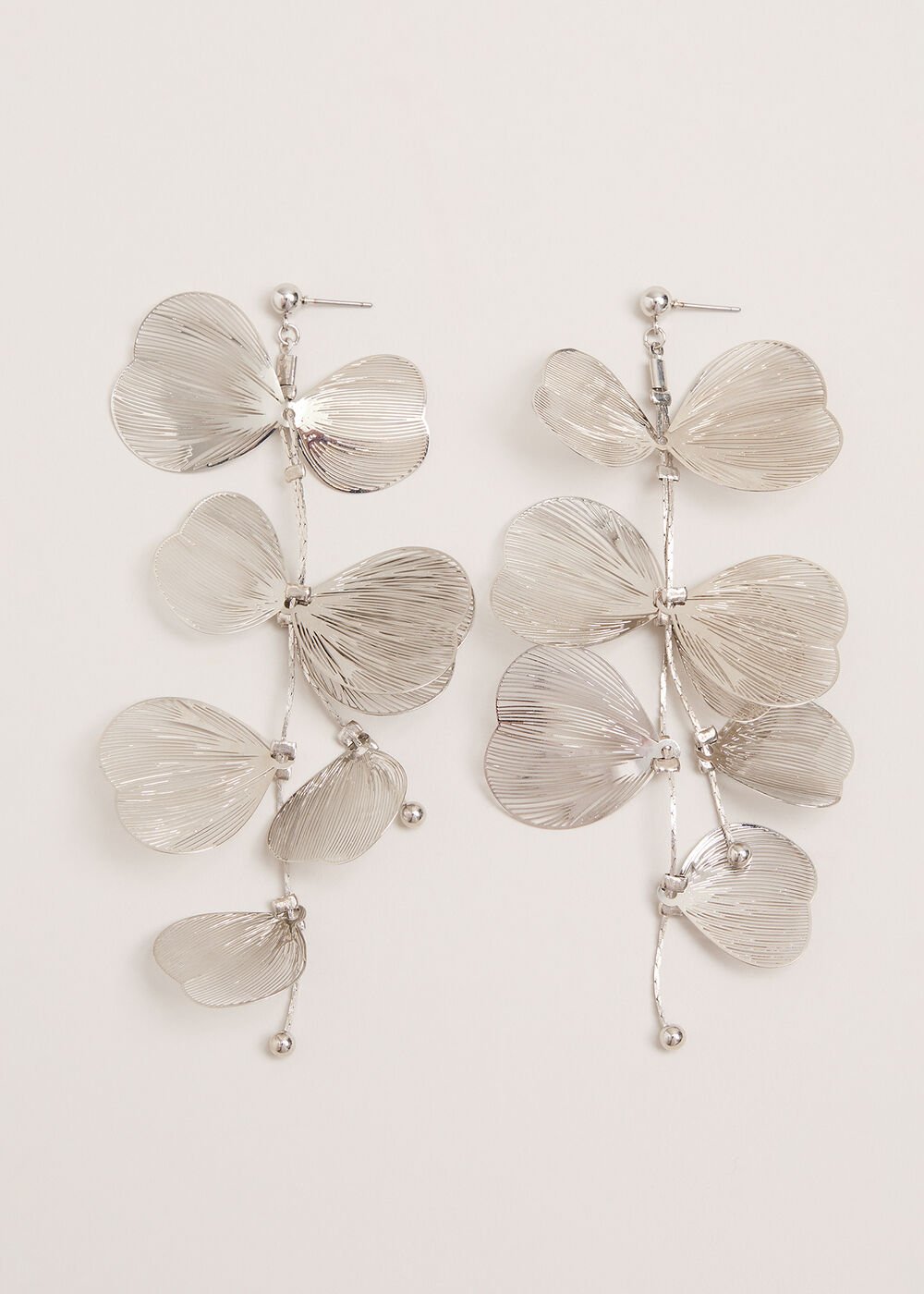 Petal Drop Earrings - Silver