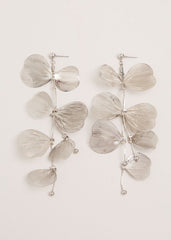 Petal Drop Earrings - Silver