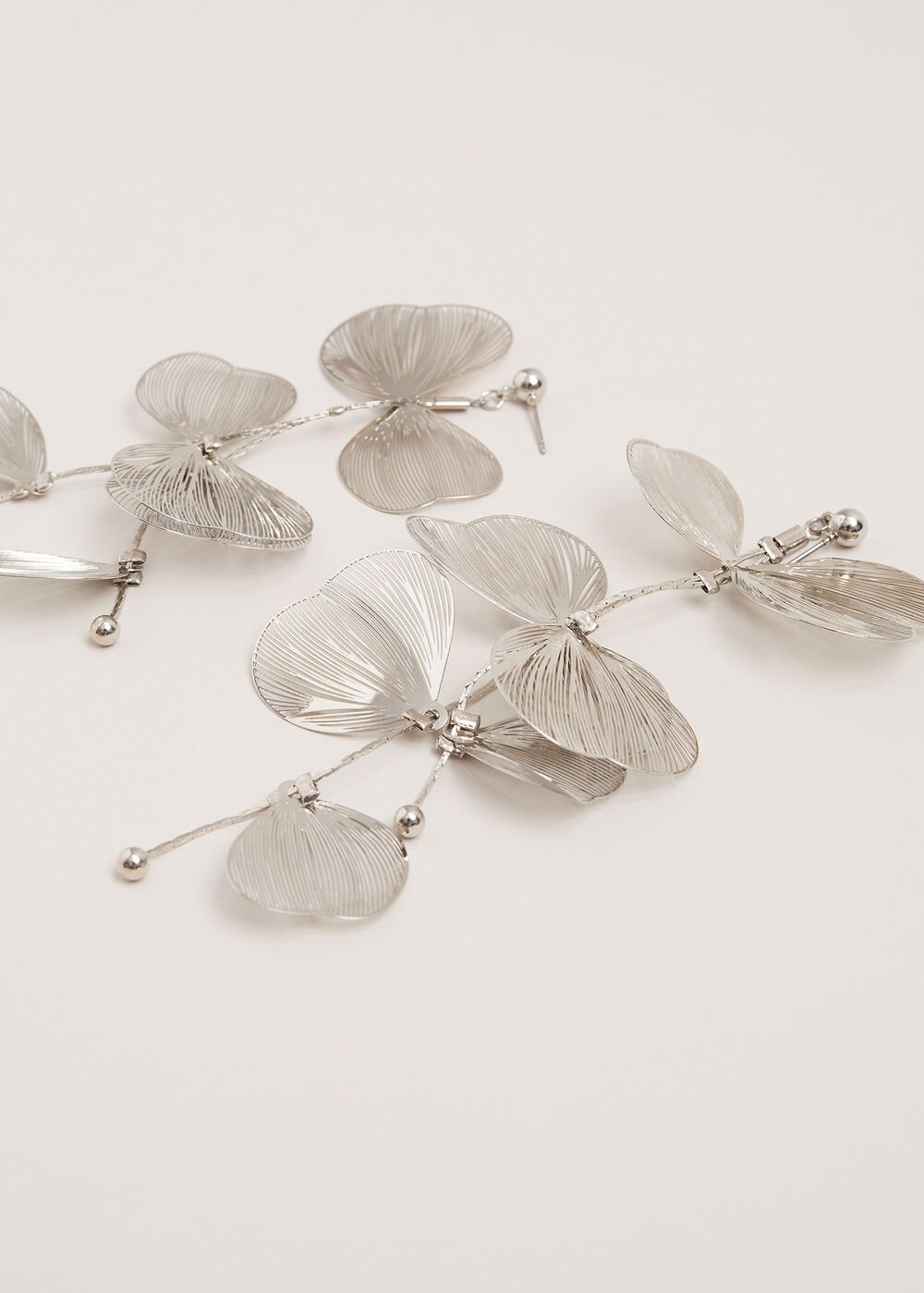 Petal Drop Earrings - Silver