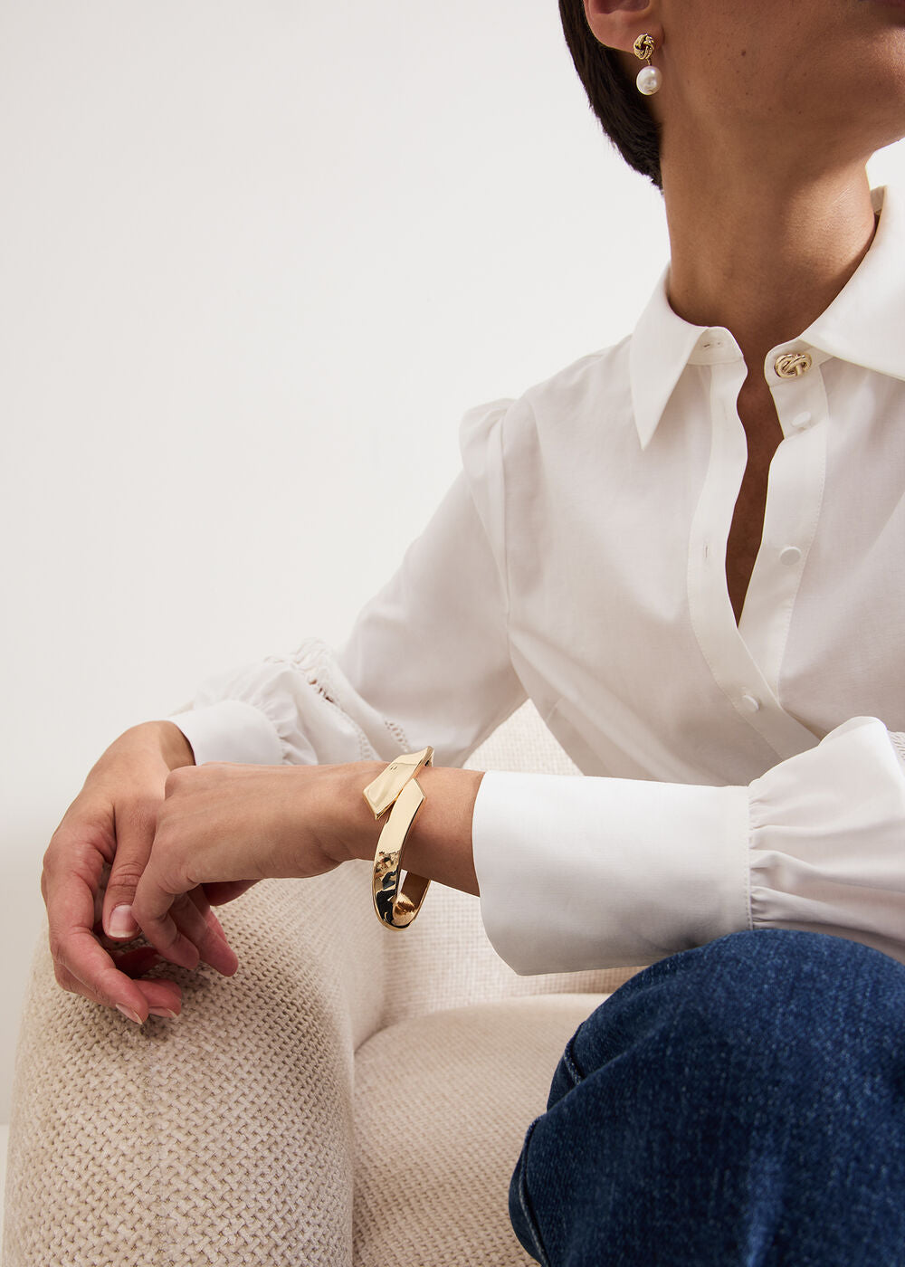 Gold Twisted Bangle - Gold