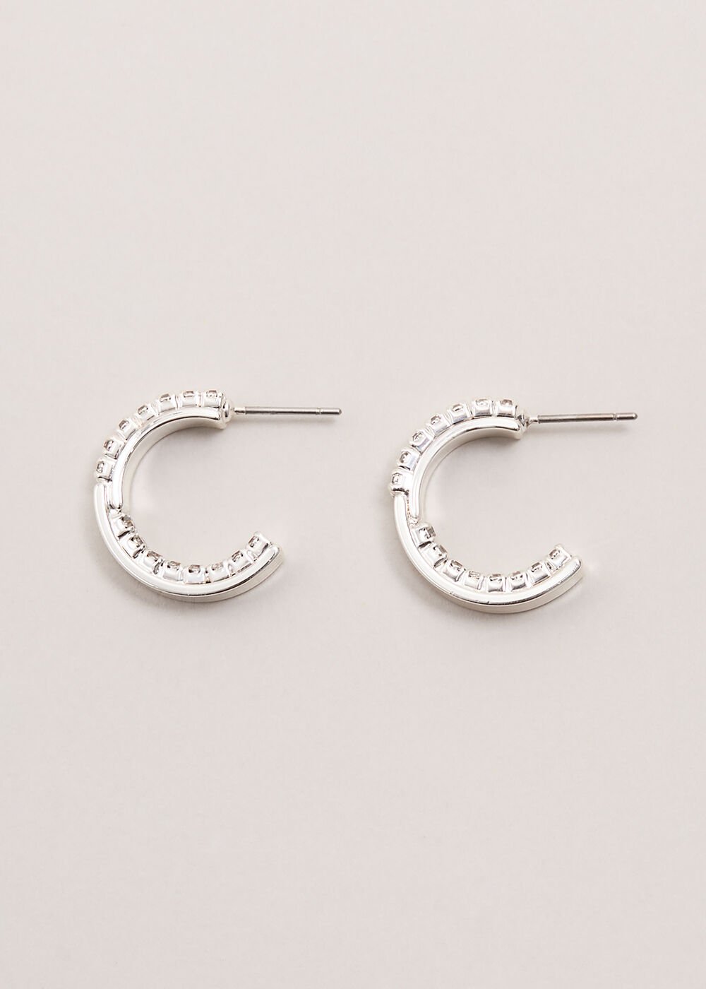 Crystal Mini Hoops - Silver