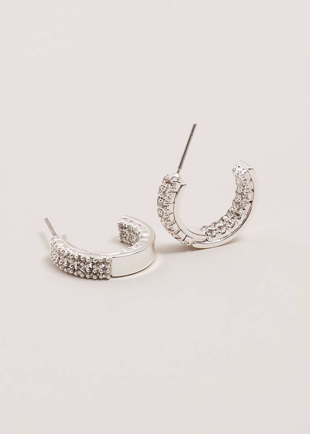 Crystal Mini Hoops - Silver