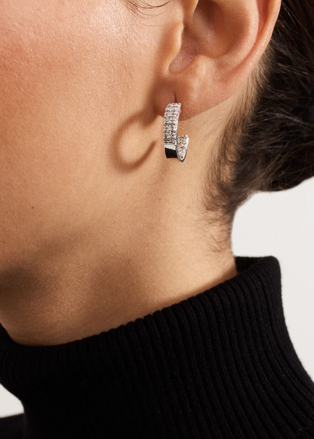 Crystal Mini Hoops - Silver