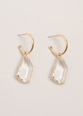 Stone Hoop Earrings - Metallic