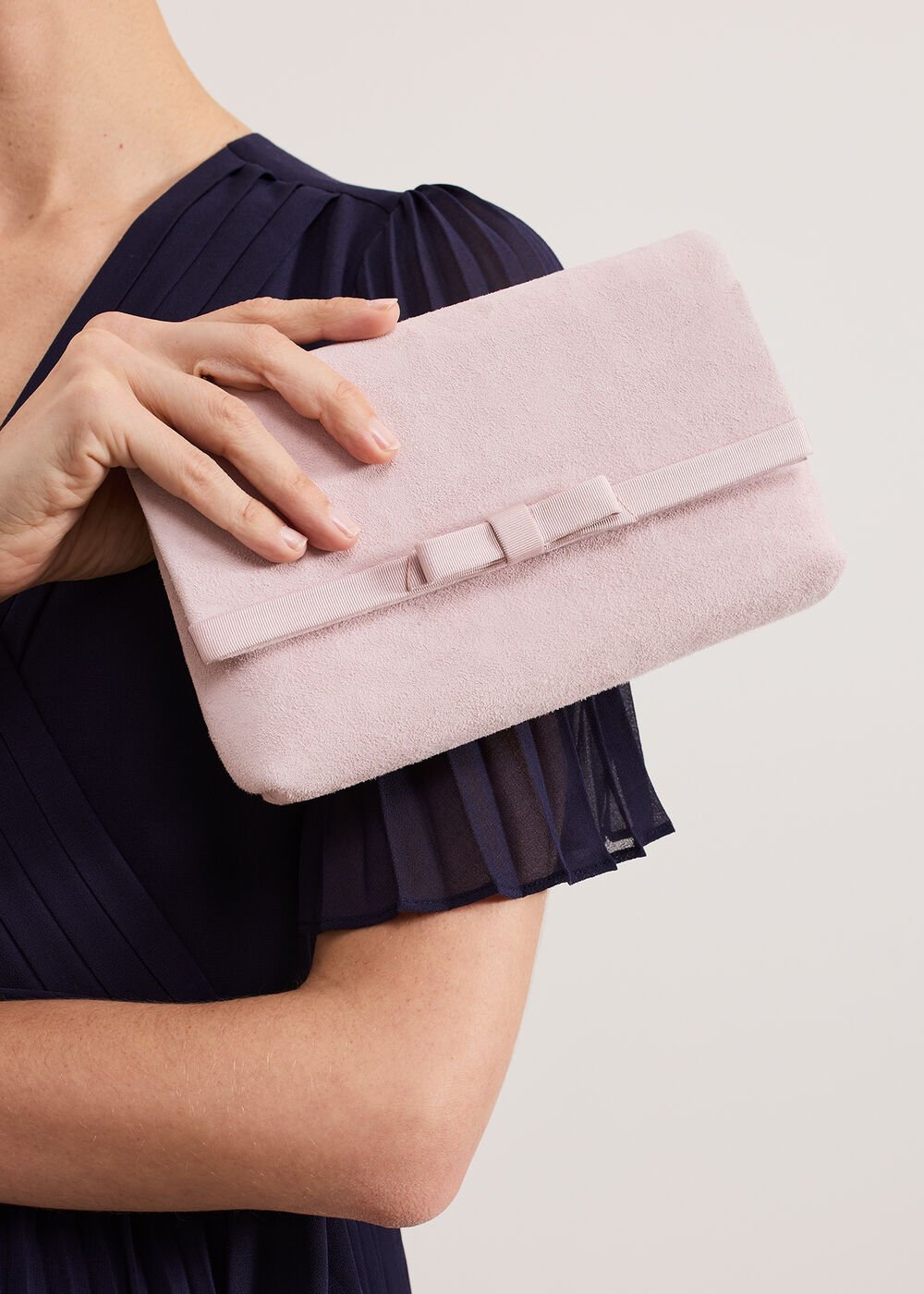 Grosgrain Bow Clutch - Pink