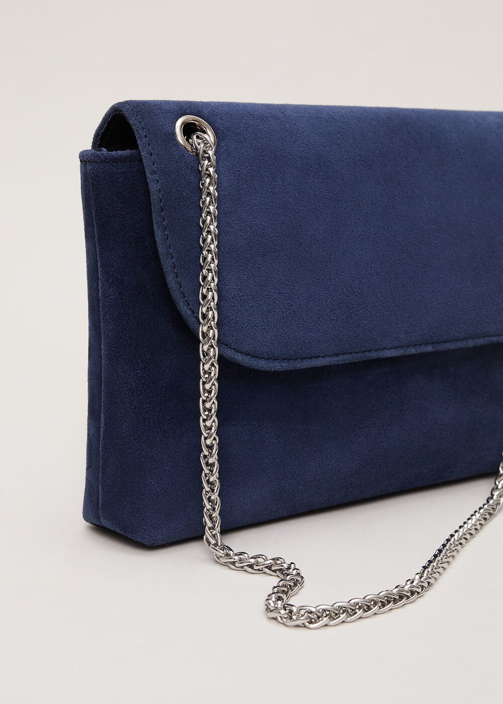 Navy Suede Clutch - Navy