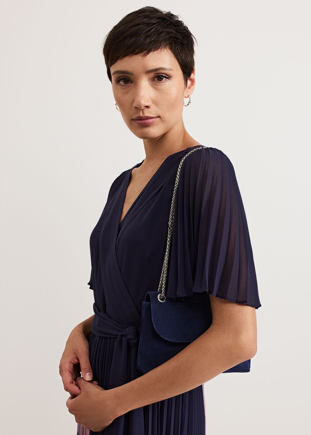 Navy Suede Clutch - Navy