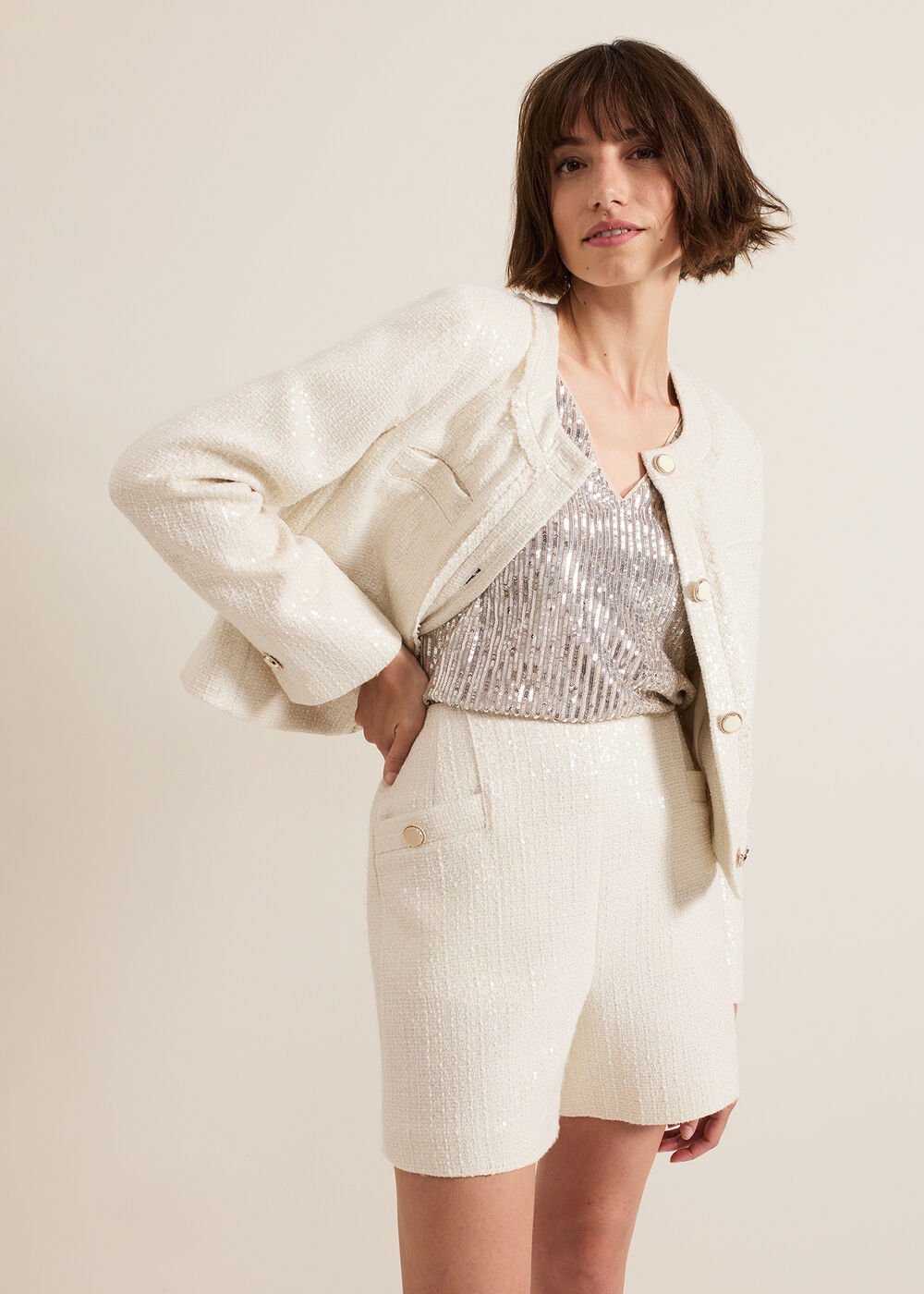 Ripley Sequin Short - White