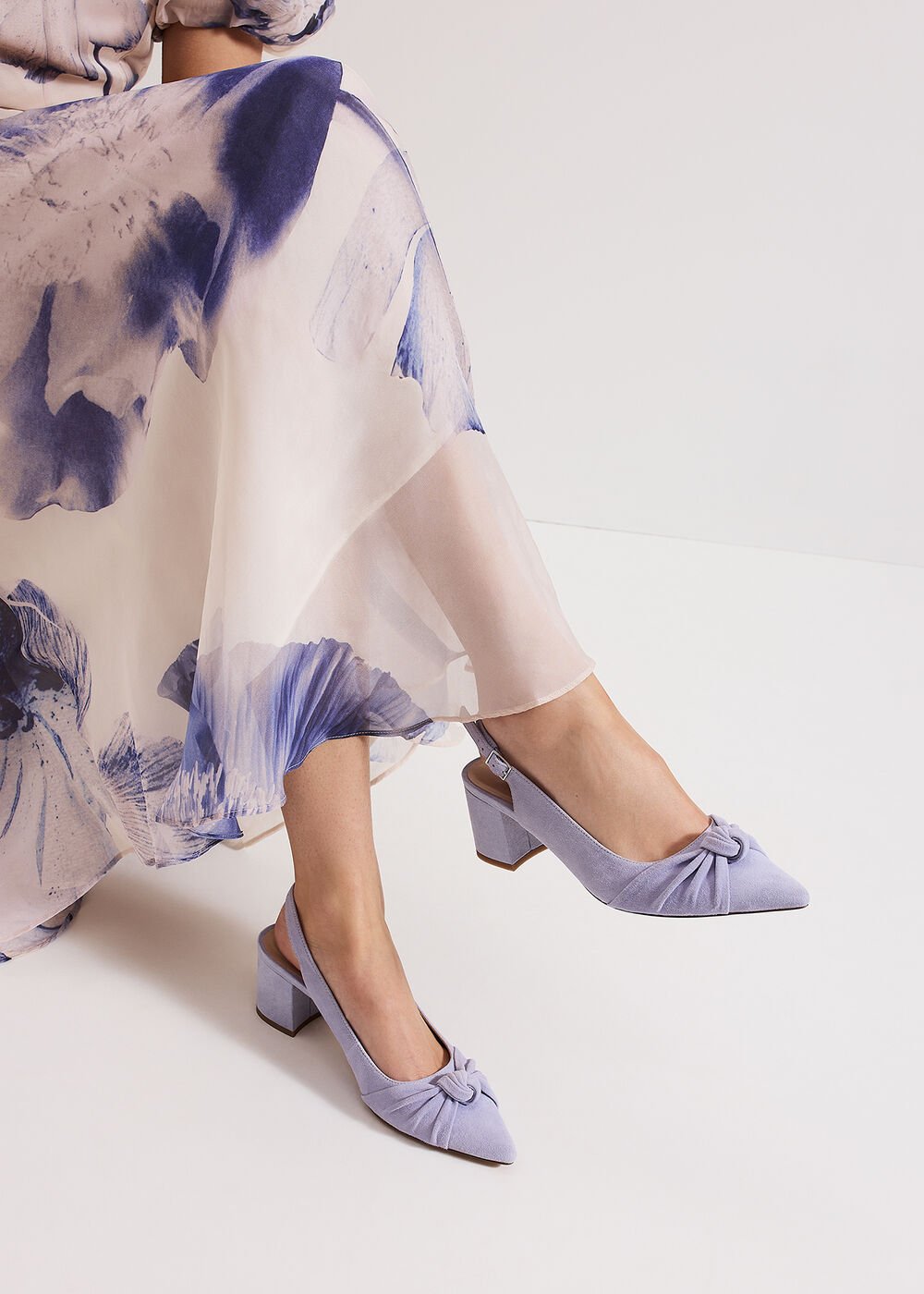 Knot Block Heel - Pale Blue