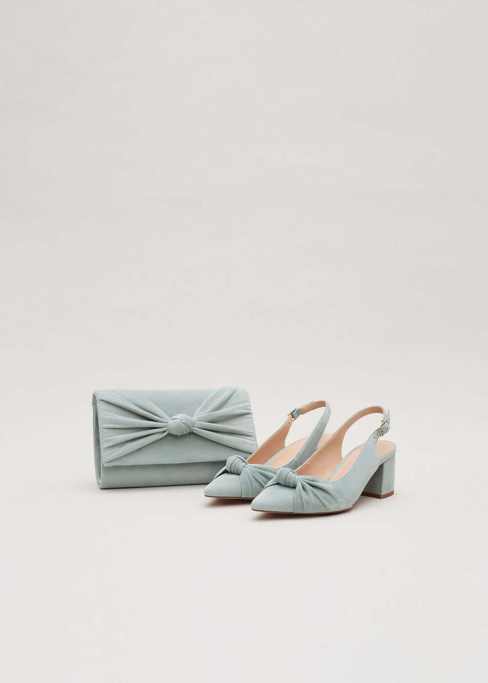 Knot Block Heel - Pale Green