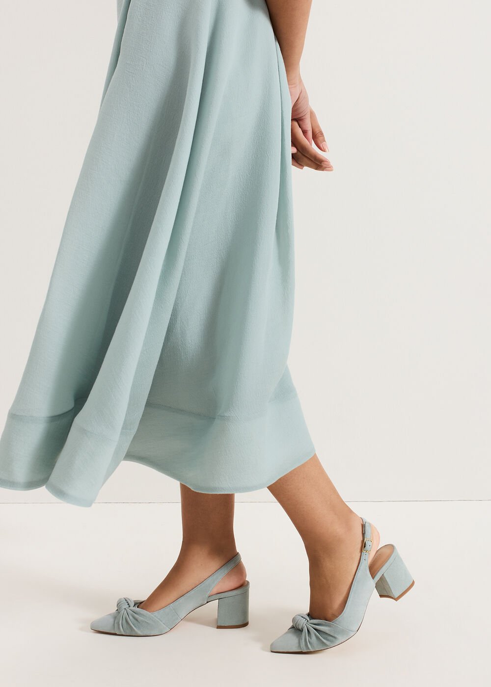 Knot Block Heel - Pale Green