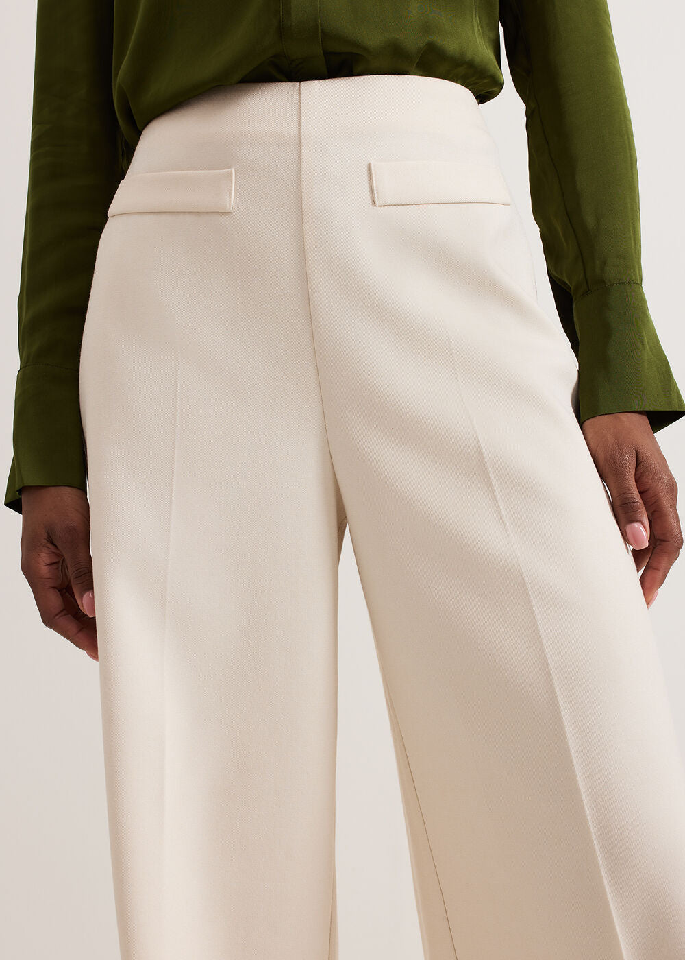 Elodie Wool Trouser - White