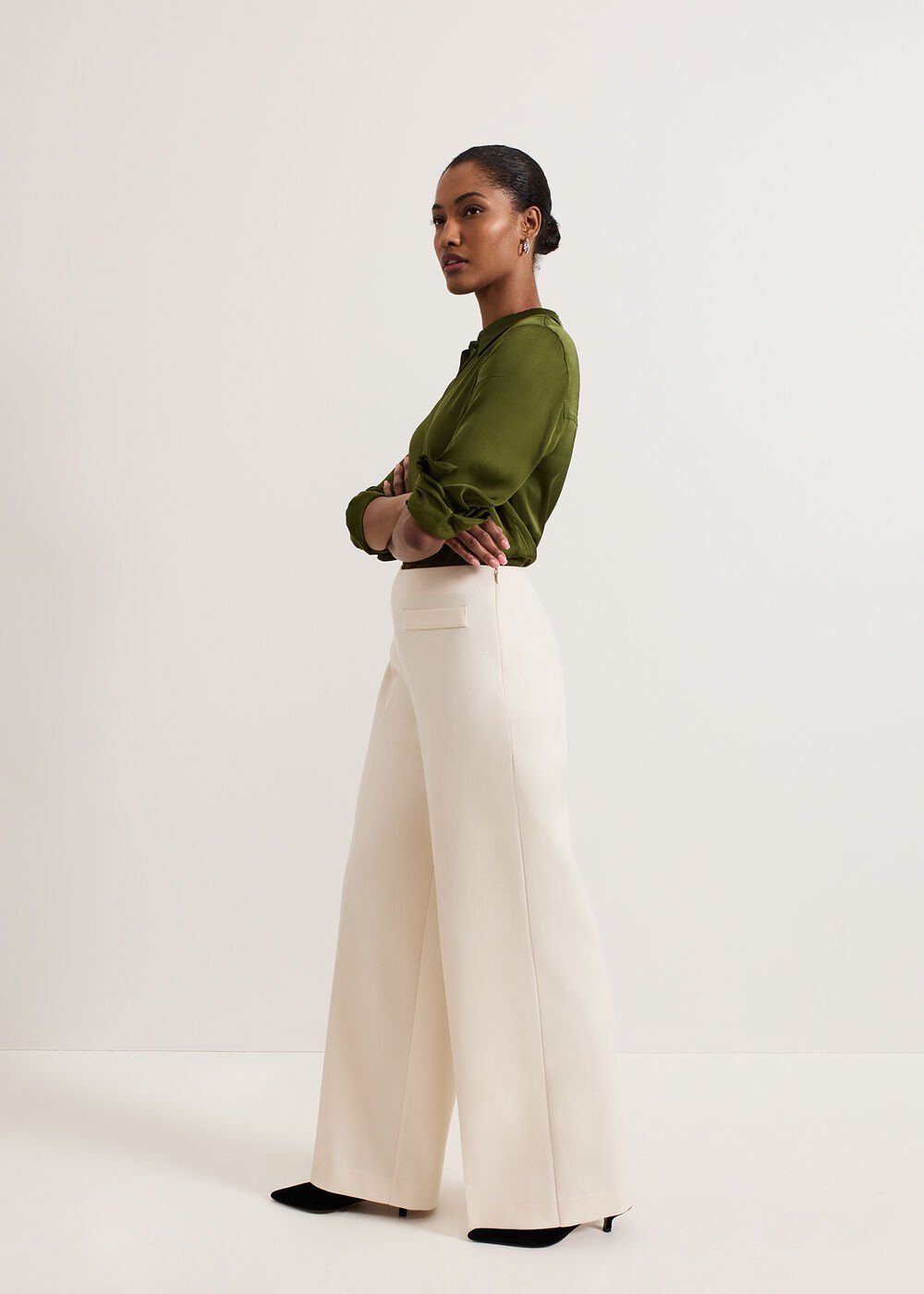 Elodie Wool Trouser - White