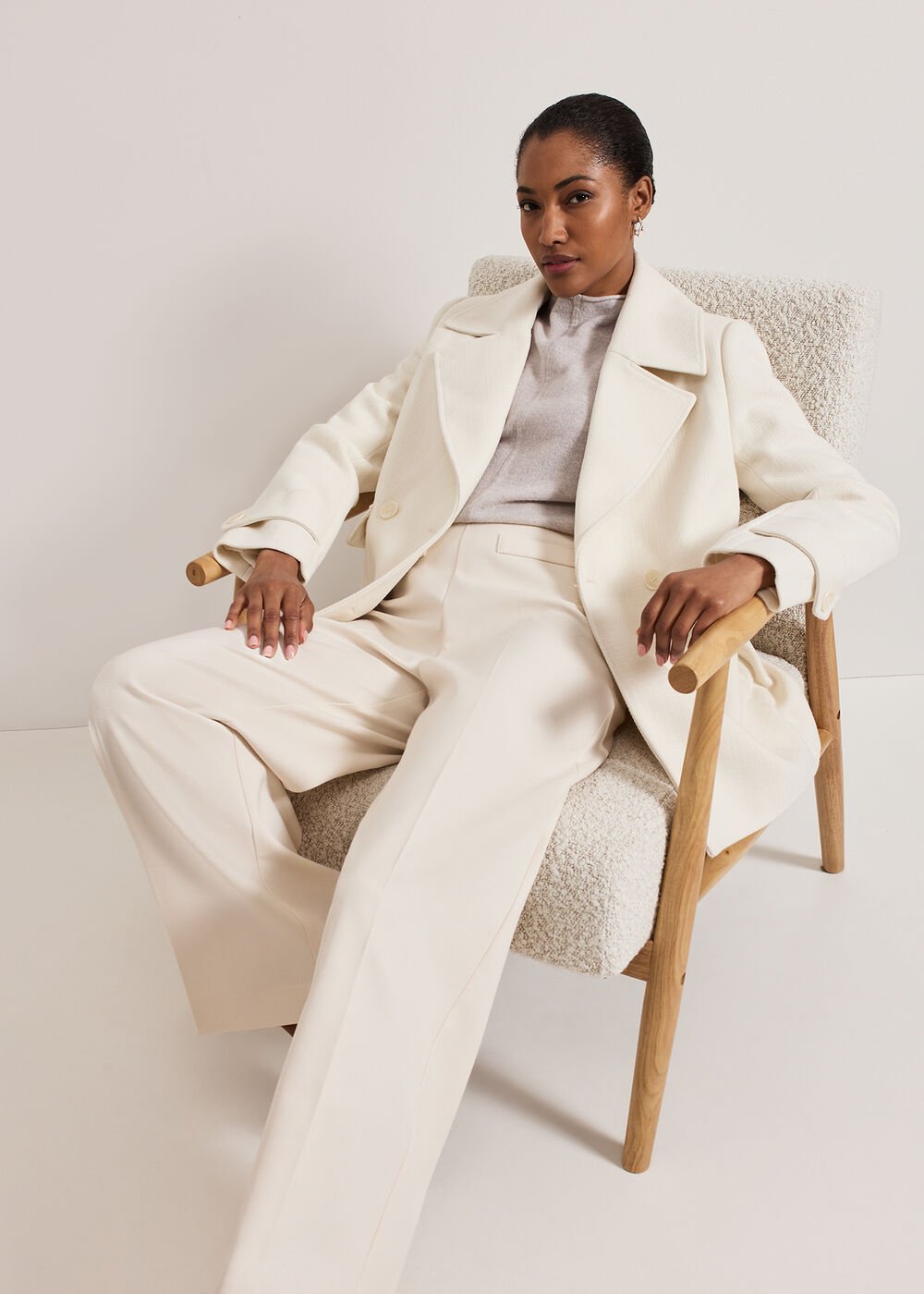 Elodie Wool Trouser - White