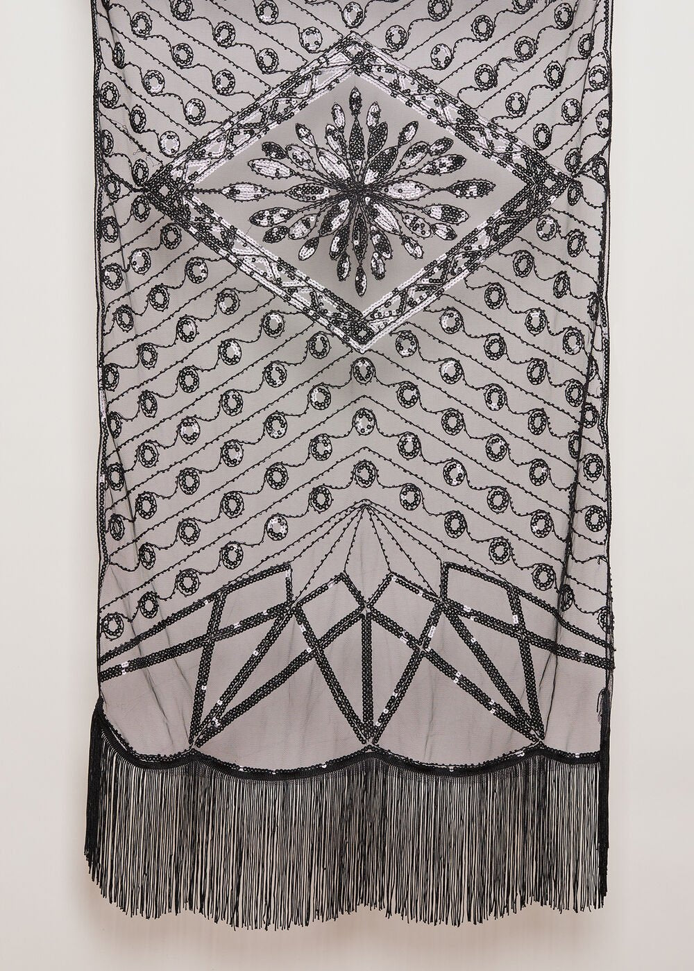 Black Beaded Scarf - Black