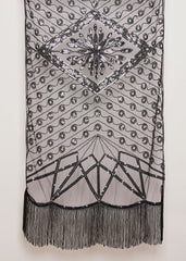 Black Beaded Scarf - Black